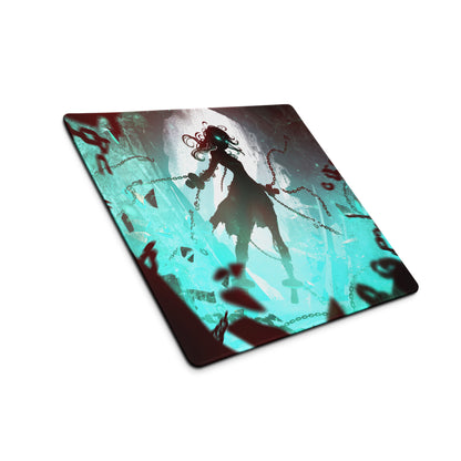 Gaming Mouse Pad Teal And Crimson Neon Cyberpunk Fantasy For Gaming Desk Setup Large Size Non Slip Edge Stitching