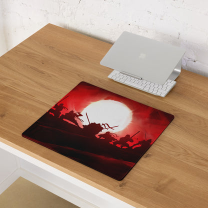 Gaming Mouse Pad Red Black Non Slip Desk Setup War Battle Scene Art Style Esports Edge Stitching