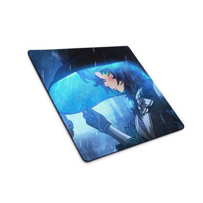 Blue Anime Style Gaming Mouse Pad For Desktop Setup Large Size With Non Slip Base And Edge Stitching