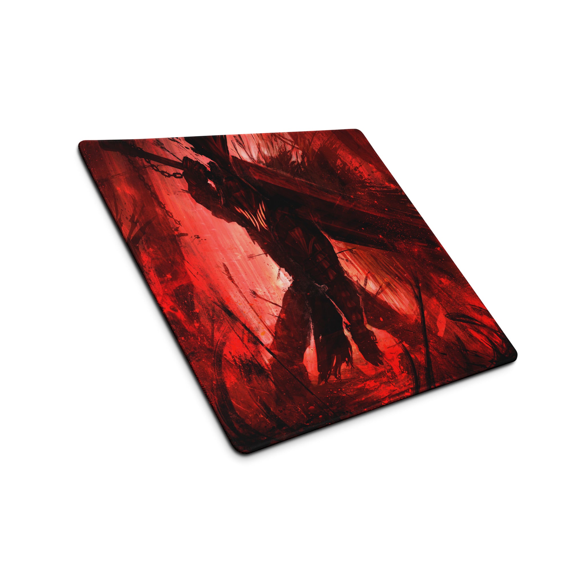Gaming Mouse Pad Red Black Desk Setup Modern Abstract Art Style Non Slip Large For Gaming Desks