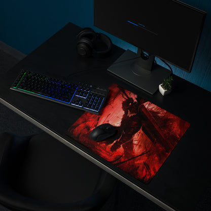 Gaming Mouse Pad Red Black Desk Setup Modern Abstract Art Style Non Slip Large For Gaming Desks