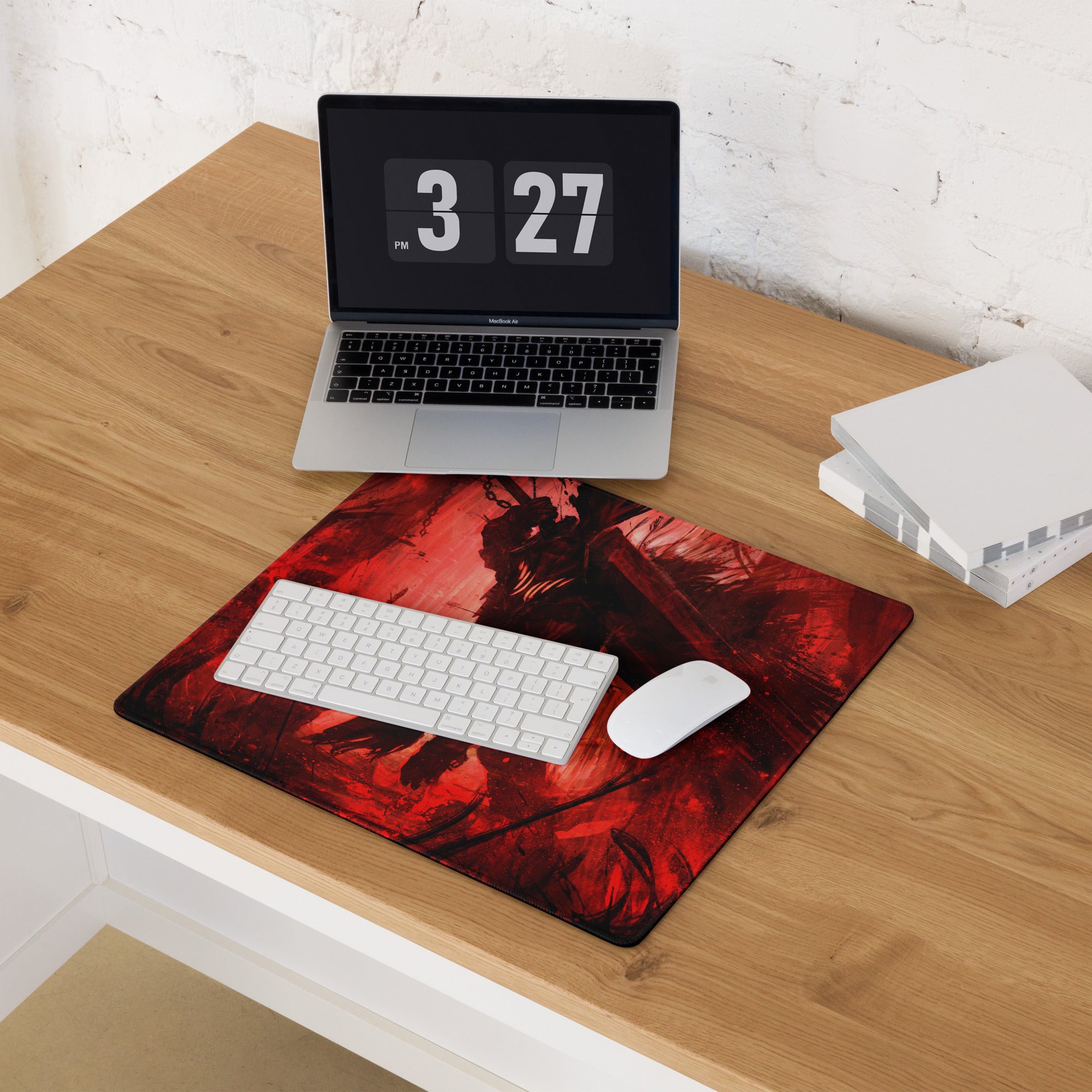 Gaming Mouse Pad Red Black Desk Setup Modern Abstract Art Style Non Slip Large For Gaming Desks