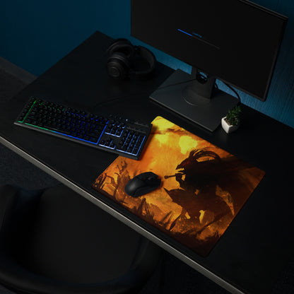 Orange And Black Gaming Mouse Pad For Desktop Setup Modern Abstract Fire Art Battlestation Mat