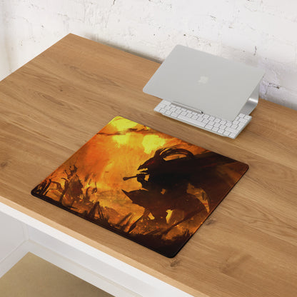 Orange And Black Gaming Mouse Pad For Desktop Setup Modern Abstract Fire Art Battlestation Mat