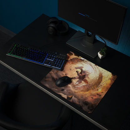Fiery Orange Black Gaming Mouse Pad For Desk Epic Battle Art Non Slip Large For Esports Setup