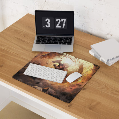Fiery Orange Black Gaming Mouse Pad For Desk Epic Battle Art Non Slip Large For Esports Setup