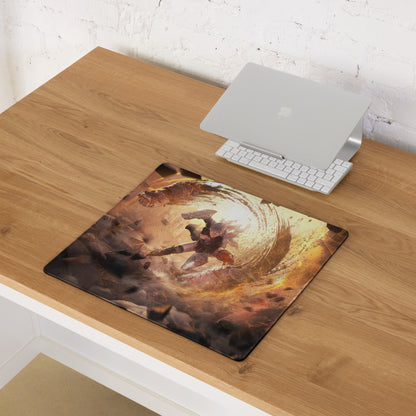 Fiery Orange Black Gaming Mouse Pad For Desk Epic Battle Art Non Slip Large For Esports Setup