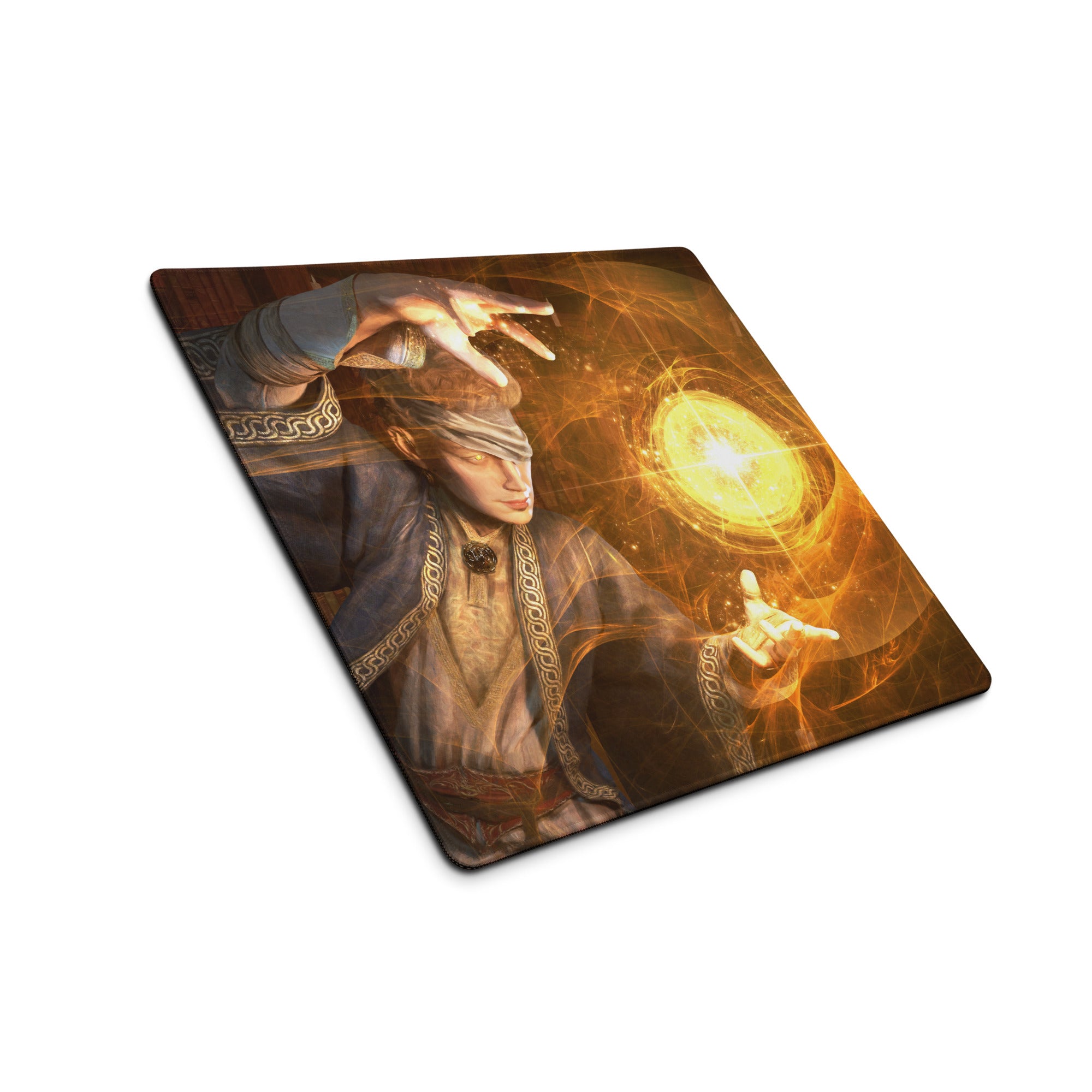 Orange Wizard Mage Gaming Mouse Pad for Desk Fantasy Cinematic Style Mats Large Non Slip Artwork