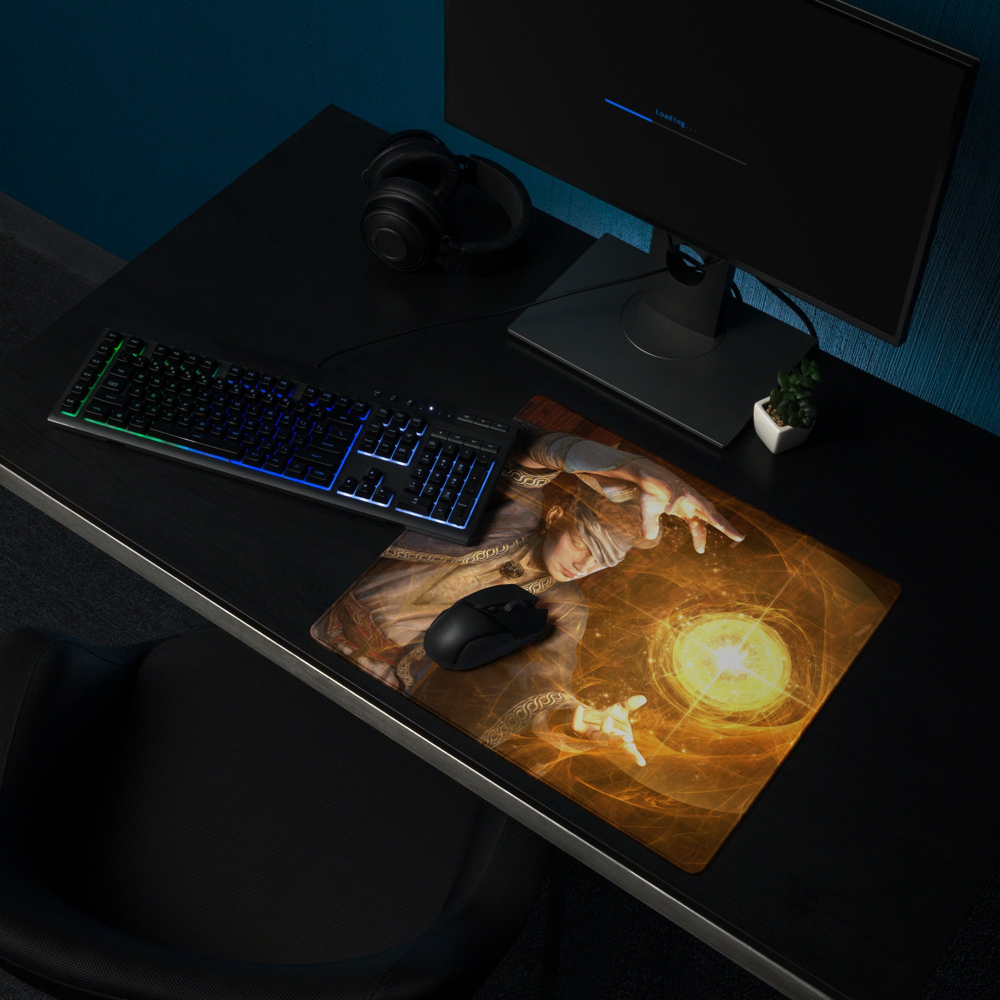 Orange Wizard Mage Gaming Mouse Pad for Desk Fantasy Cinematic Style Mats Large Non Slip Artwork