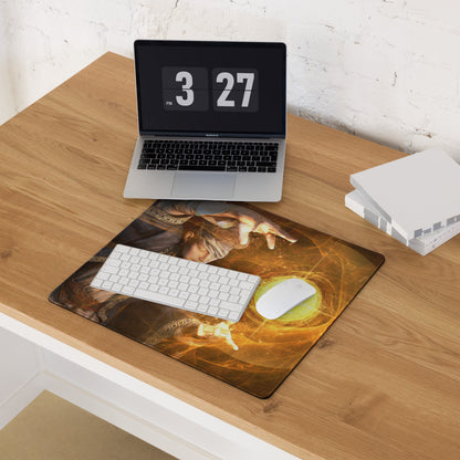 Orange Wizard Mage Gaming Mouse Pad for Desk Fantasy Cinematic Style Mats Large Non Slip Artwork