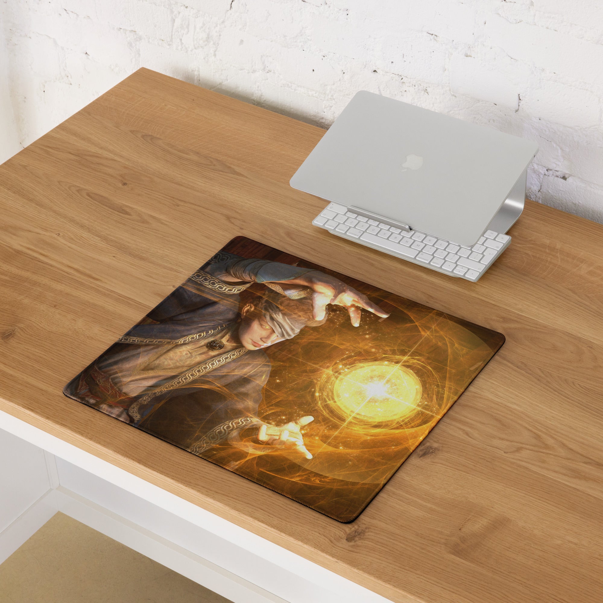 Orange Wizard Mage Gaming Mouse Pad for Desk Fantasy Cinematic Style Mats Large Non Slip Artwork