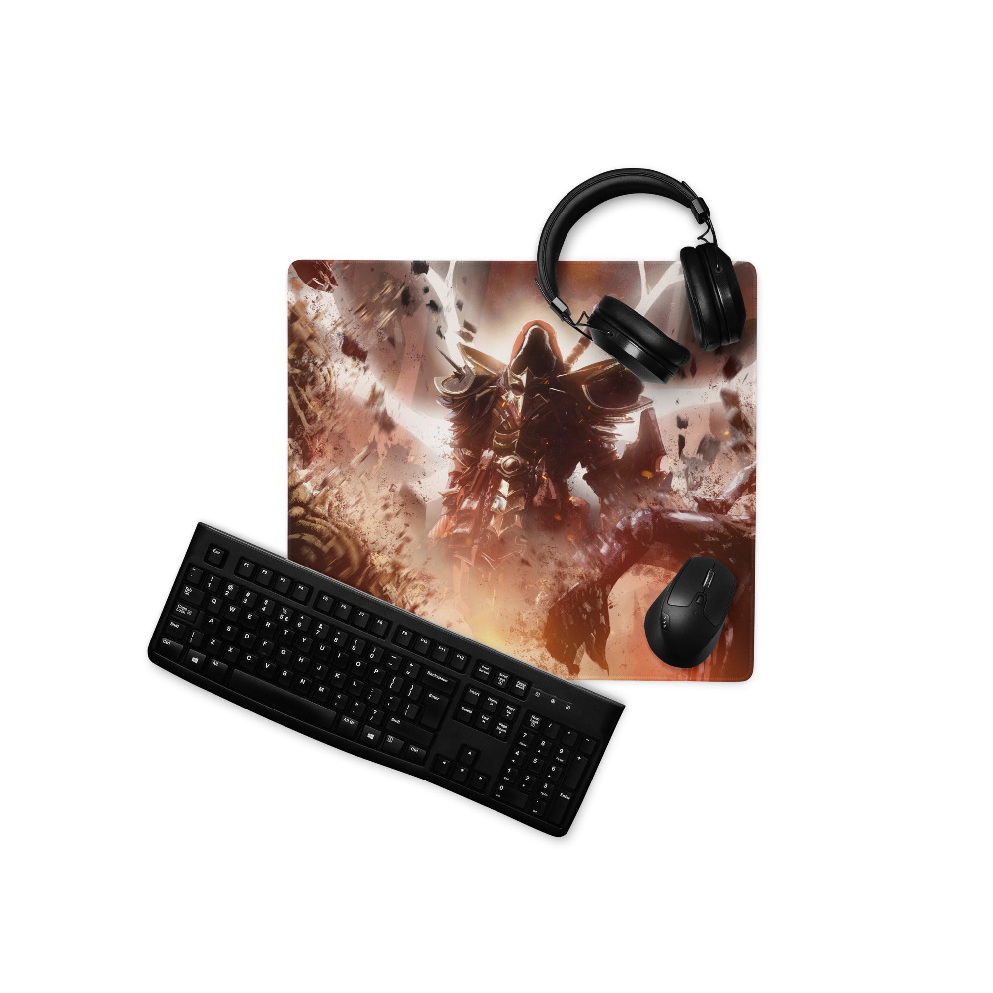 Gaming Mouse Pad Red And Black For Gaming Desk Setup Non Slip Edge Epic Fantasy Battle Digital Artwork