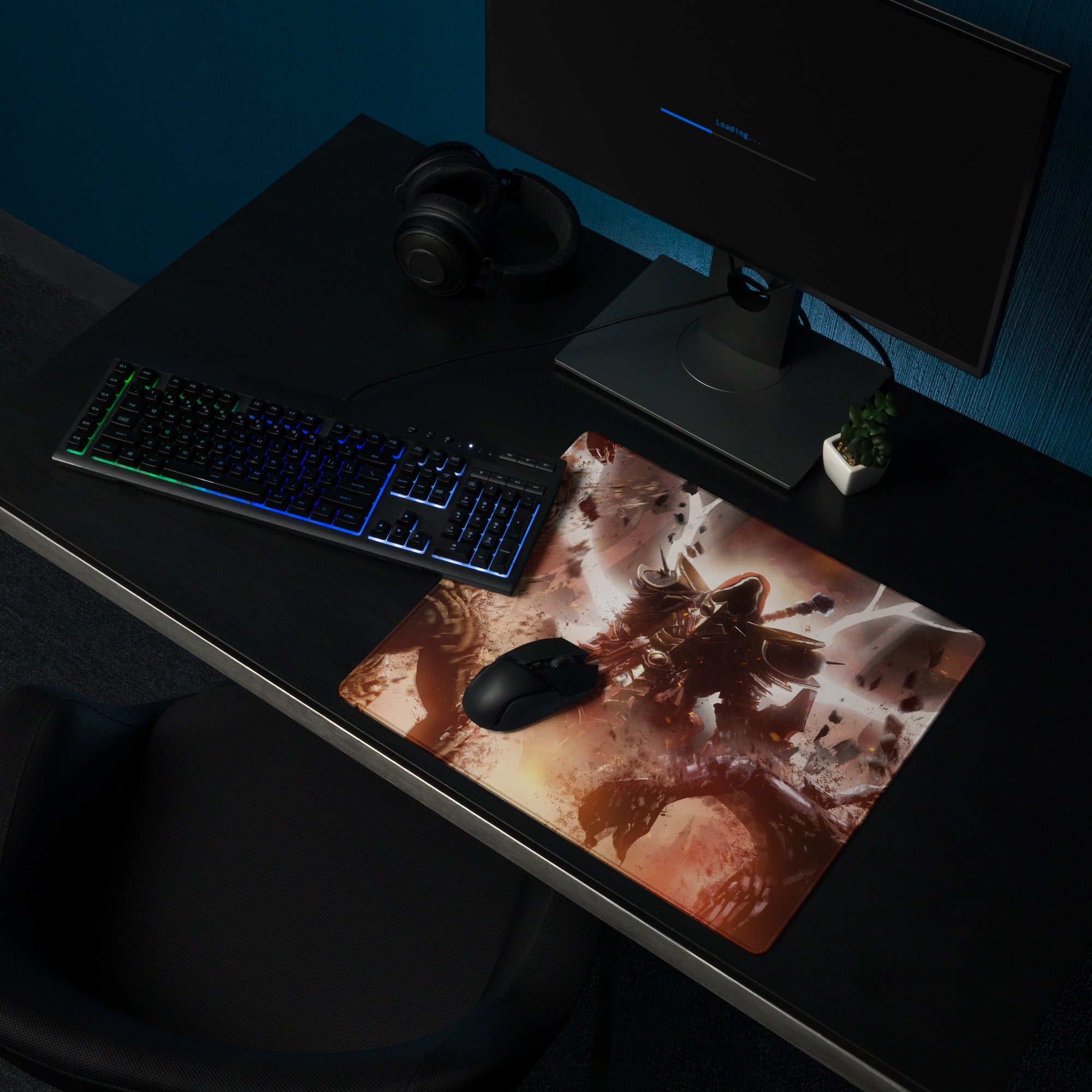 Gaming Mouse Pad Red And Black For Gaming Desk Setup Non Slip Edge Epic Fantasy Battle Digital Artwork