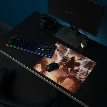 Gaming Mouse Pad Red And Black For Gaming Desk Setup Non Slip Edge Epic Fantasy Battle Digital Artwork