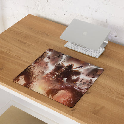Gaming Mouse Pad Red And Black For Gaming Desk Setup Non Slip Edge Epic Fantasy Battle Digital Artwork