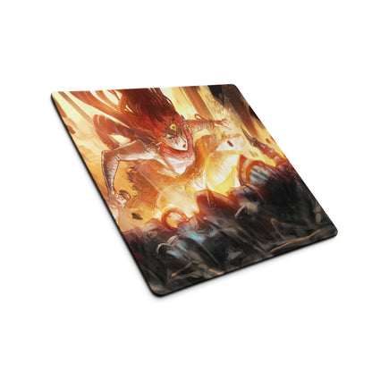 Gamer Mouse Pad Fiery Orange Red Esports Desk Digital Painting Dynamic Anime Style