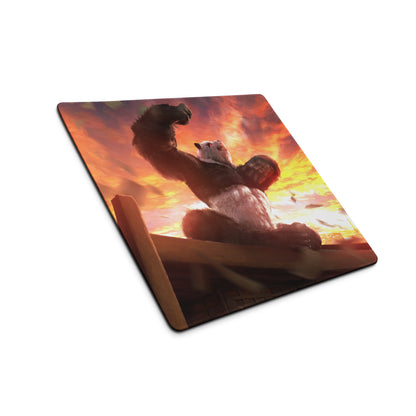 Giant Monster Battle Mouse Pad Orange Purple Sunset For Gaming Desk Setup Epic Cinematic Digital Art