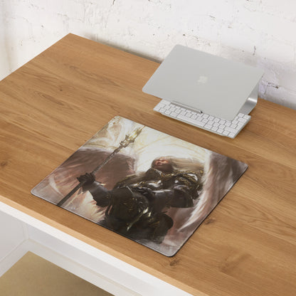 Gaming Mouse Pad Black And Gold Large Desk Mat For Gaming Setup Non Slip Edge Stitched Fantasy Warrior Artwork Digital