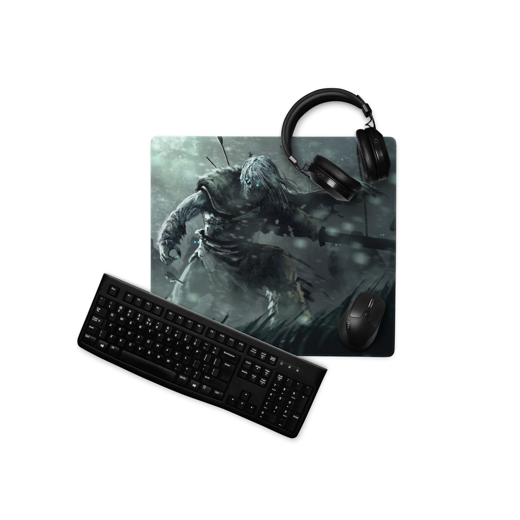 Gaming Mouse Pad Large Non Slip Dark Gray Teal Monster Artwork For Desktop Setup Digital Art