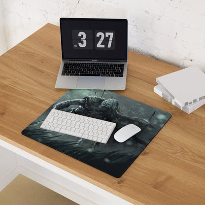 Gaming Mouse Pad Large Non Slip Dark Gray Teal Monster Artwork For Desktop Setup Digital Art