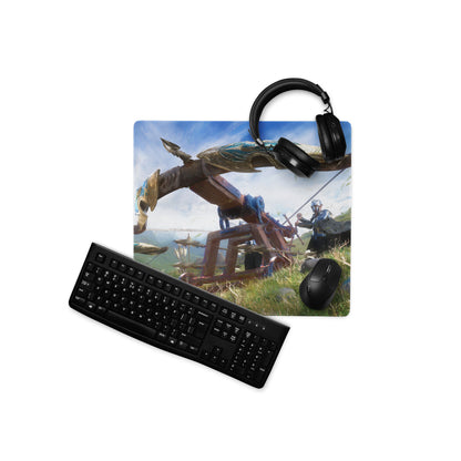 Gaming Mouse Pad Blue Large Non Slip Desk Mat For PC Gaming Setups Fantasy Battle Art