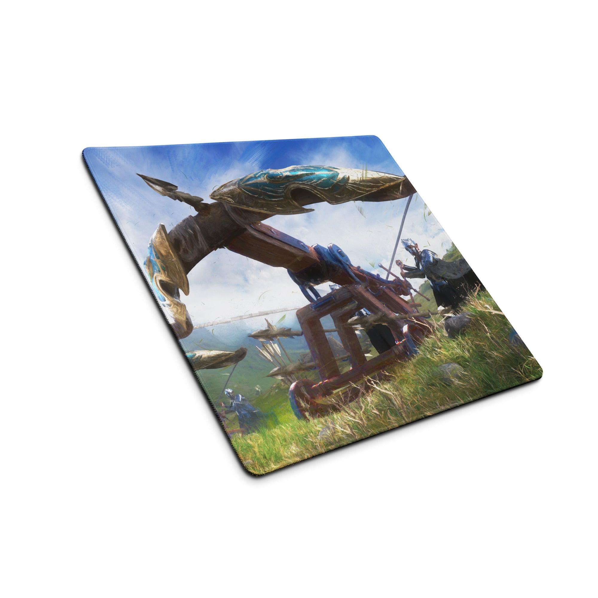 Gaming Mouse Pad Blue Large Non Slip Desk Mat For PC Gaming Setups Fantasy Battle Art