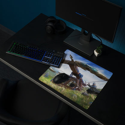 Gaming Mouse Pad Blue Large Non Slip Desk Mat For PC Gaming Setups Fantasy Battle Art