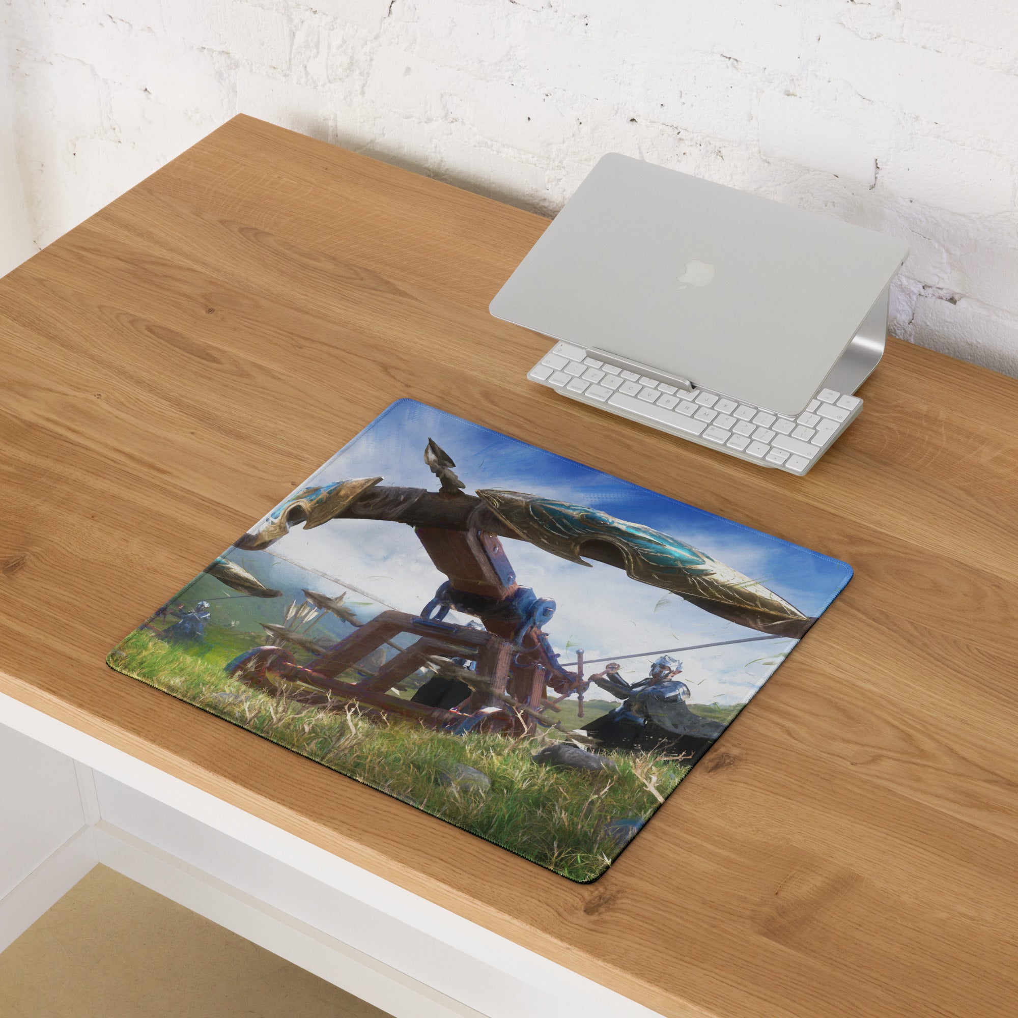 Gaming Mouse Pad Blue Large Non Slip Desk Mat For PC Gaming Setups Fantasy Battle Art