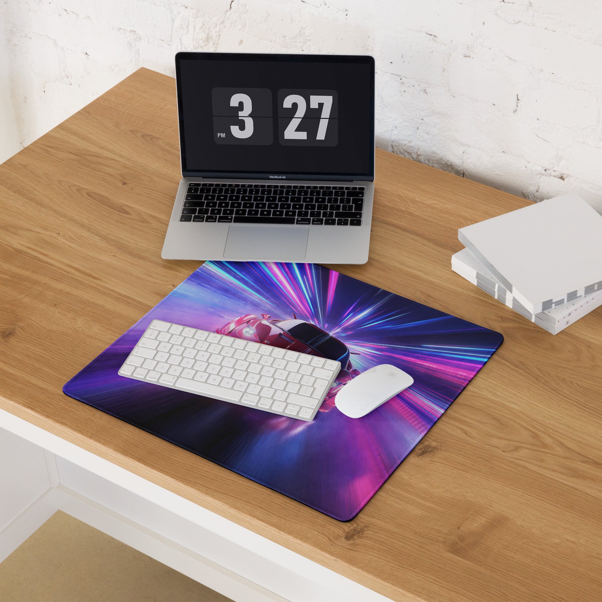 Gaming Mouse Pad Large Neon Blue Purple For Gaming Setup Cyberpunk Energetic Neon Mood Esports Pad Digital Artwork