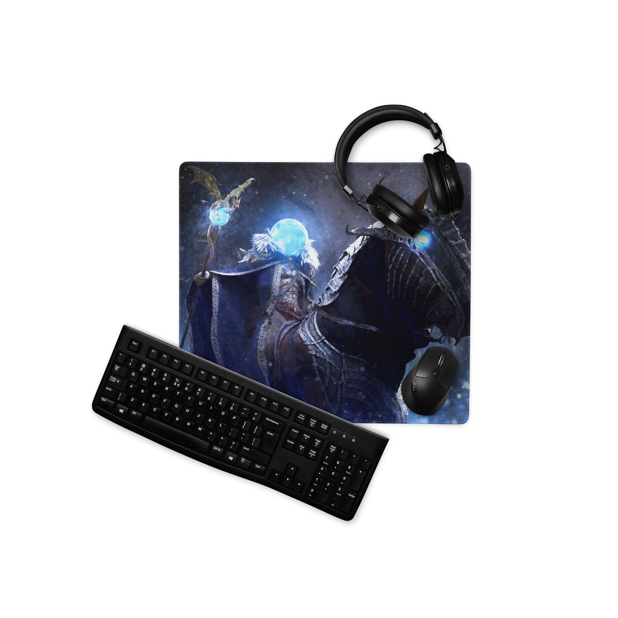 Gaming Mouse Pad Dark Blue And Ice Blue For Desk Setup Cinematic Fantasy Battle Art For Dota Csgo Enthusiasts