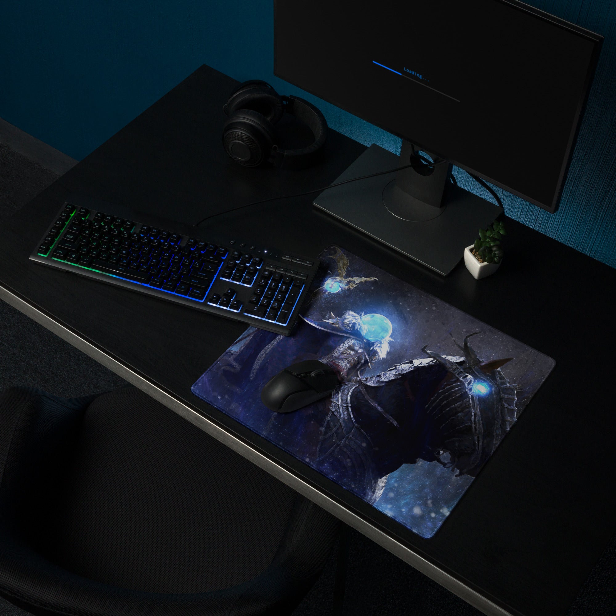 Gaming Mouse Pad Dark Blue And Ice Blue For Desk Setup Cinematic Fantasy Battle Art For Dota Csgo Enthusiasts