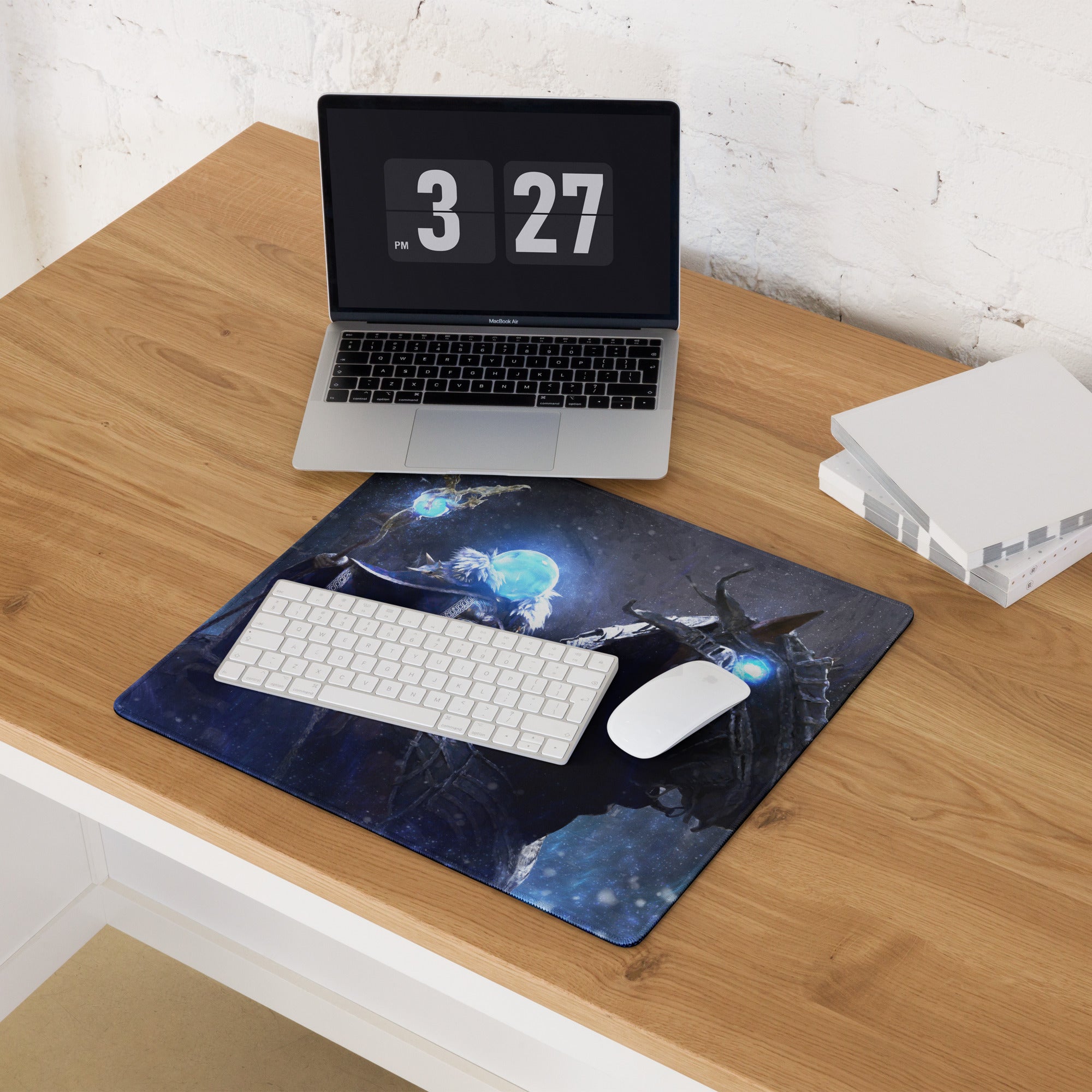 Gaming Mouse Pad Dark Blue And Ice Blue For Desk Setup Cinematic Fantasy Battle Art For Dota Csgo Enthusiasts