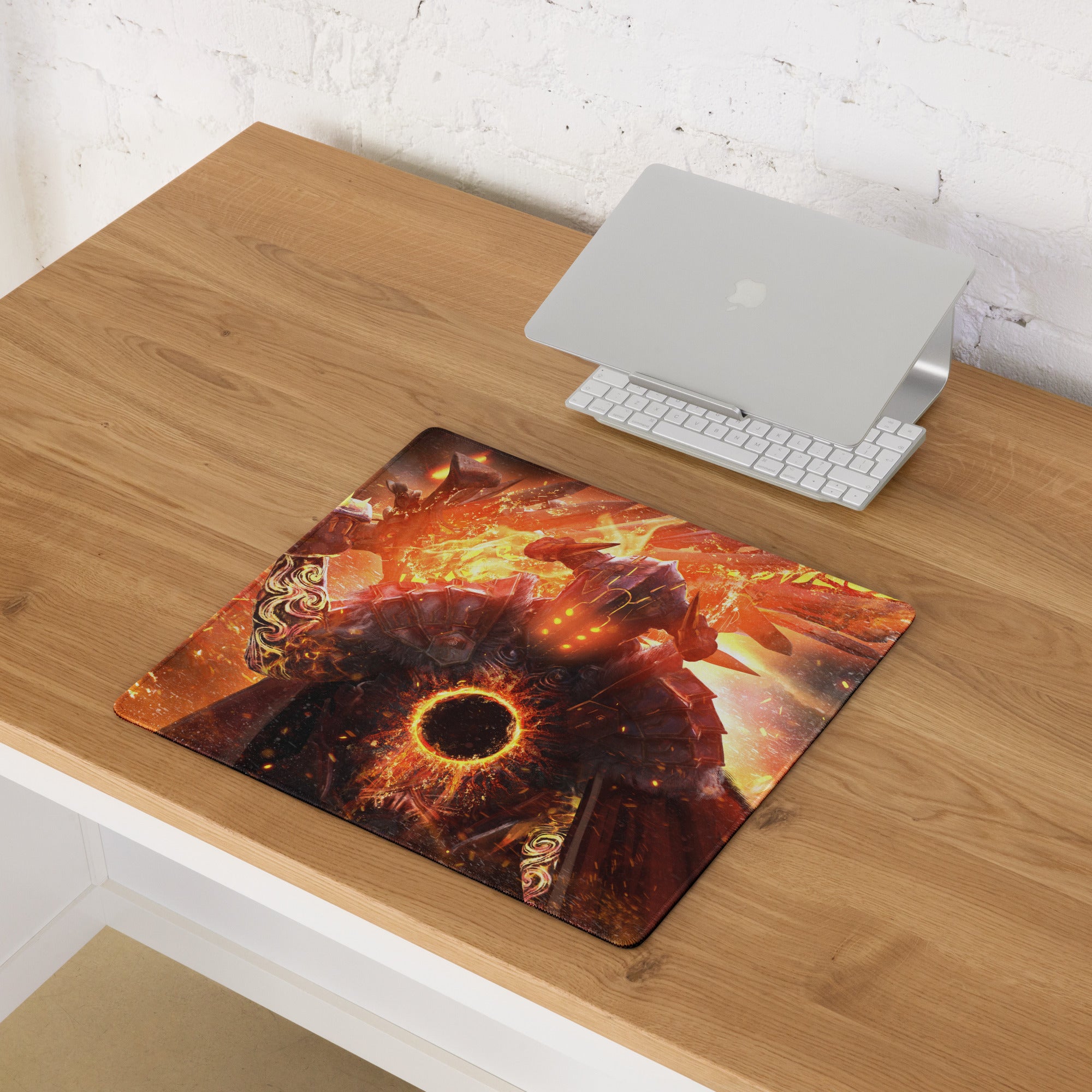 Gaming Mouse Pad Large Fire Orange Black Lava Battle Scene For Gaming Setup With Non Slip Base Fantasy Digital Art