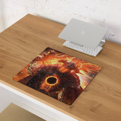 Gaming Mouse Pad Large Fire Orange Black Lava Battle Scene For Gaming Setup With Non Slip Base Fantasy Digital Art
