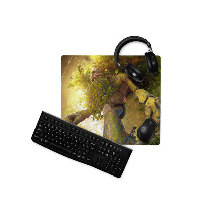 Gaming Mouse Pad Forest Green Gold For Desktop Setup Fantasy Nature Theme Immersive Forest Mood