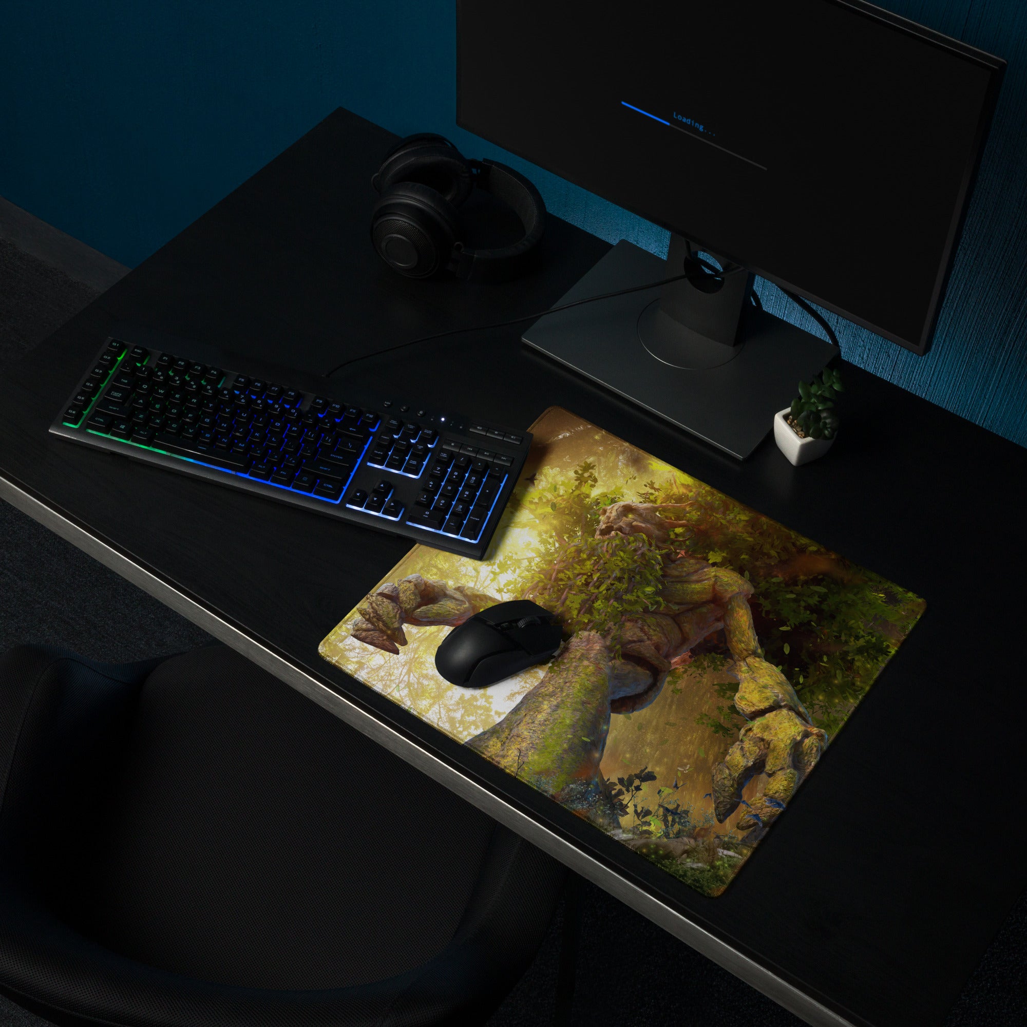Gaming Mouse Pad Forest Green Gold For Desktop Setup Fantasy Nature Theme Immersive Forest Mood