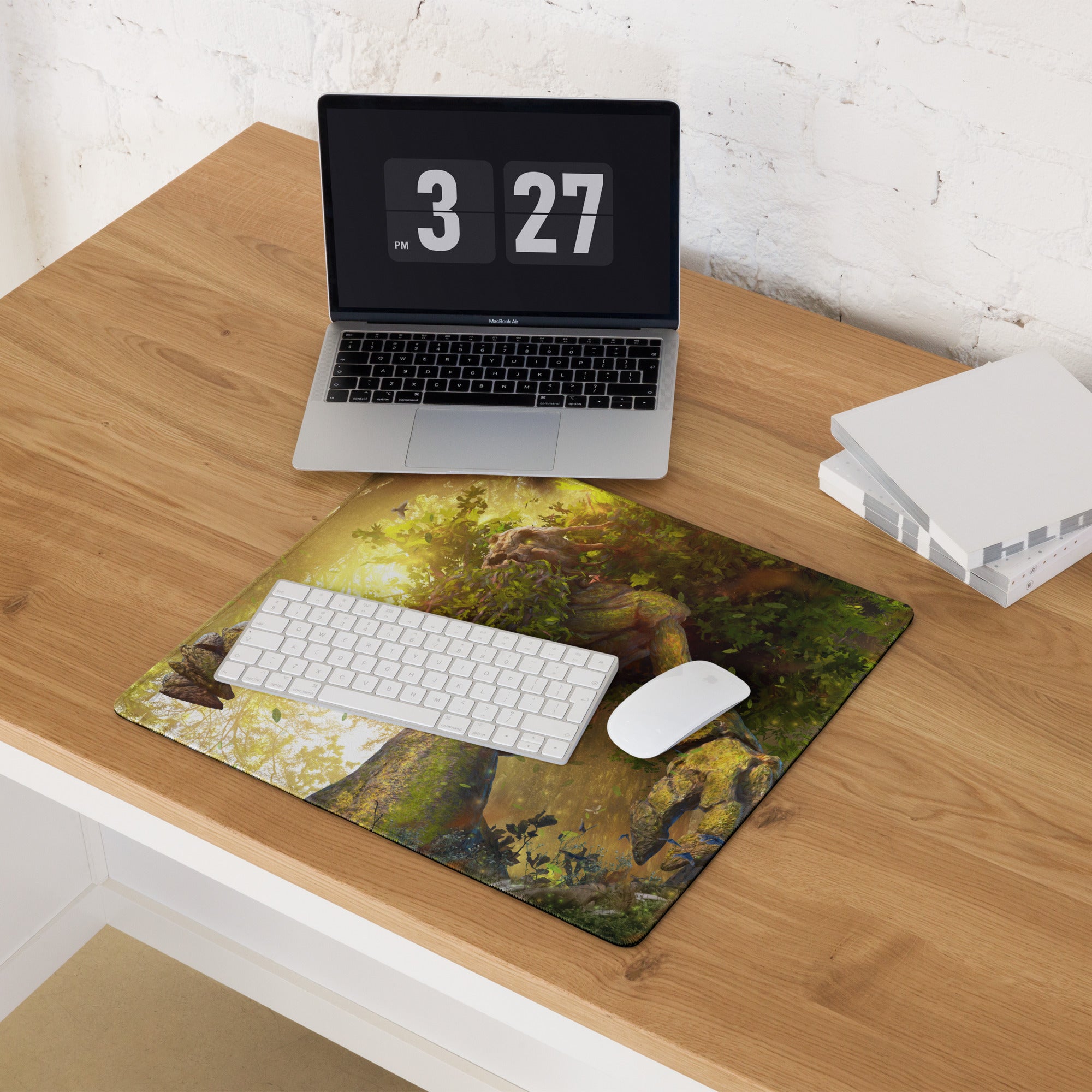 Gaming Mouse Pad Forest Green Gold For Desktop Setup Fantasy Nature Theme Immersive Forest Mood