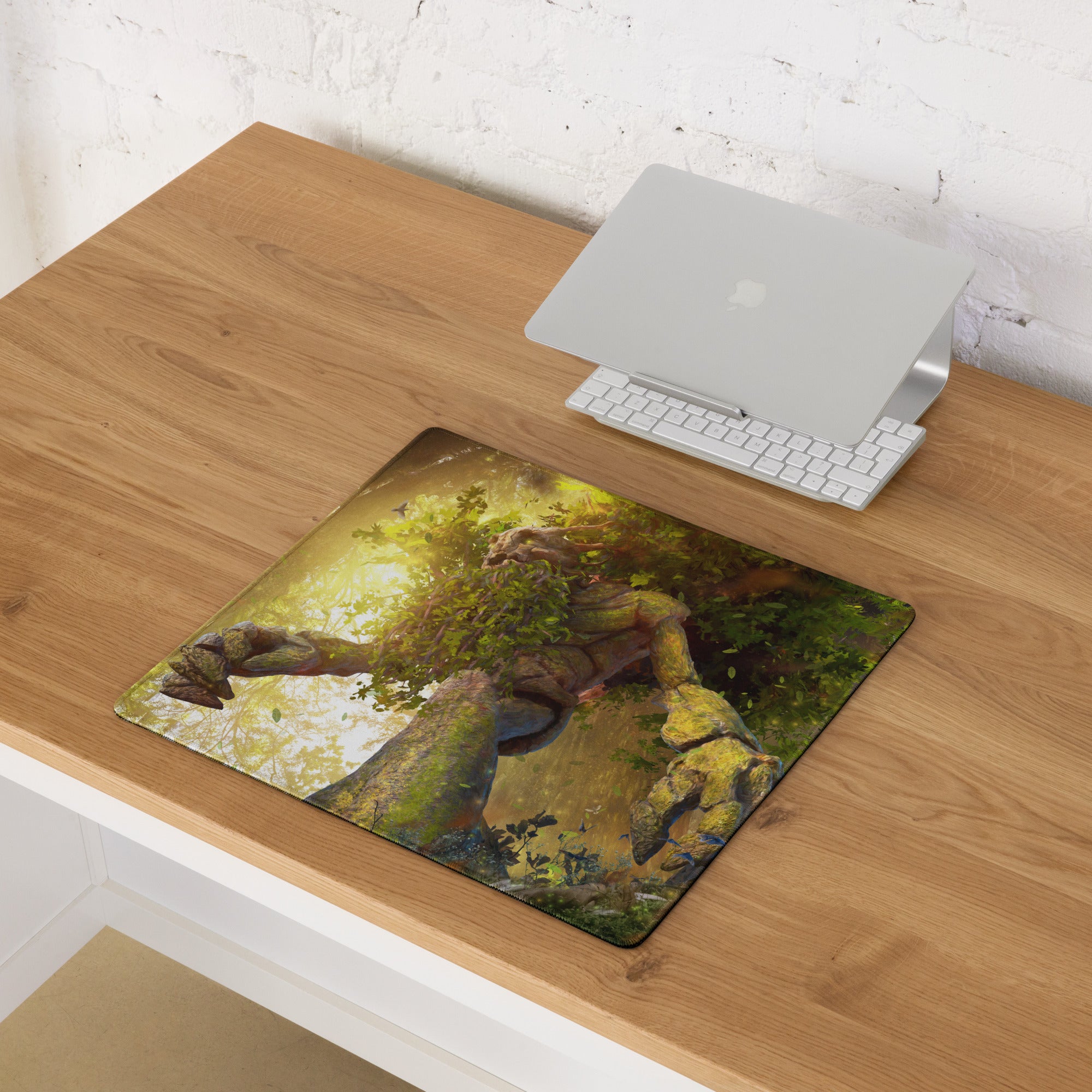 Gaming Mouse Pad Forest Green Gold For Desktop Setup Fantasy Nature Theme Immersive Forest Mood