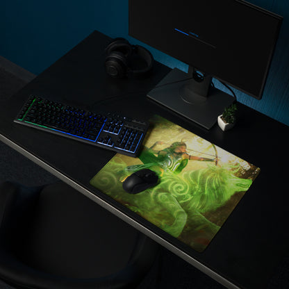 Gaming Mouse Pad Neon Green Arcane Swirl Large Non Slip Desk Mat For PC Setup Fantasy Art Style Desk Accessory