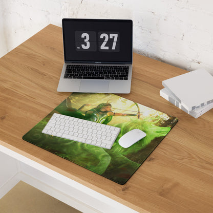 Gaming Mouse Pad Neon Green Arcane Swirl Large Non Slip Desk Mat For PC Setup Fantasy Art Style Desk Accessory