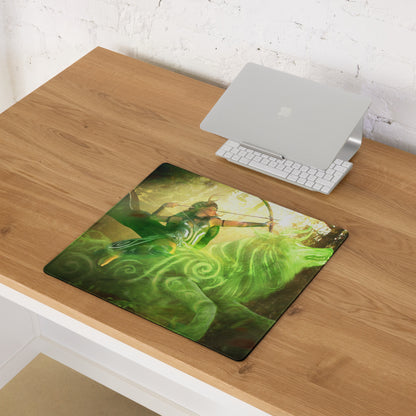 Gaming Mouse Pad Neon Green Arcane Swirl Large Non Slip Desk Mat For PC Setup Fantasy Art Style Desk Accessory