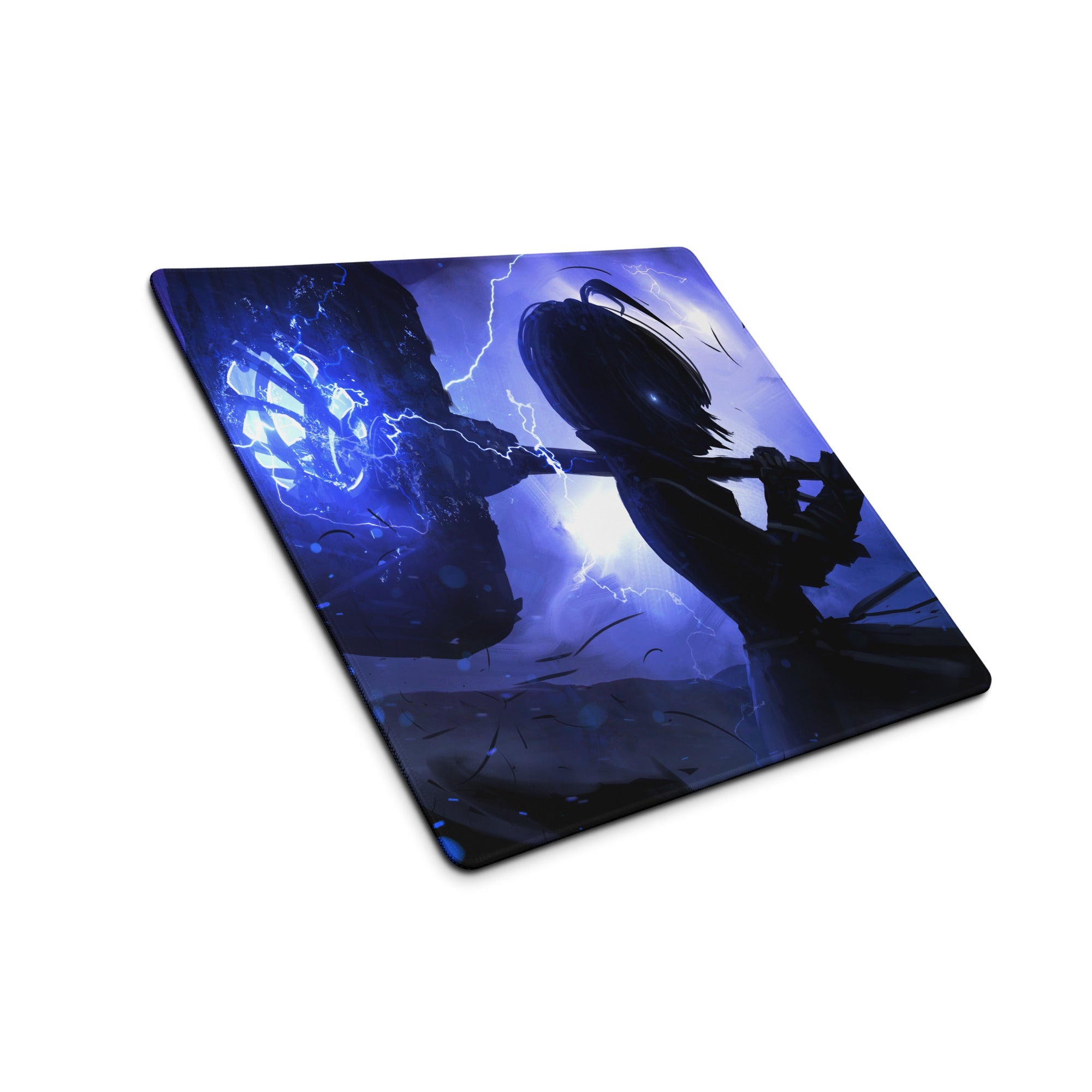Gaming Mouse Pad Blue Purple Neon Lightning Desk Mat For Gaming Setup Modern Cyberpunk Dynamic Digital Art