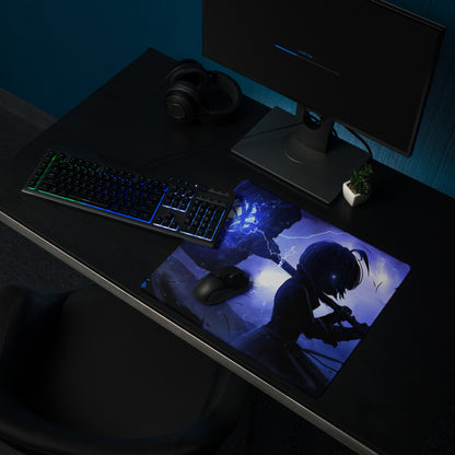 Gaming Mouse Pad Blue Purple Neon Lightning Desk Mat For Gaming Setup Modern Cyberpunk Dynamic Digital Art