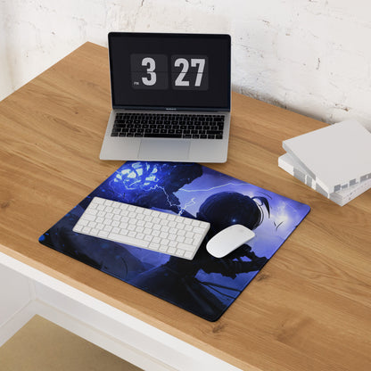 Gaming Mouse Pad Blue Purple Neon Lightning Desk Mat For Gaming Setup Modern Cyberpunk Dynamic Digital Art