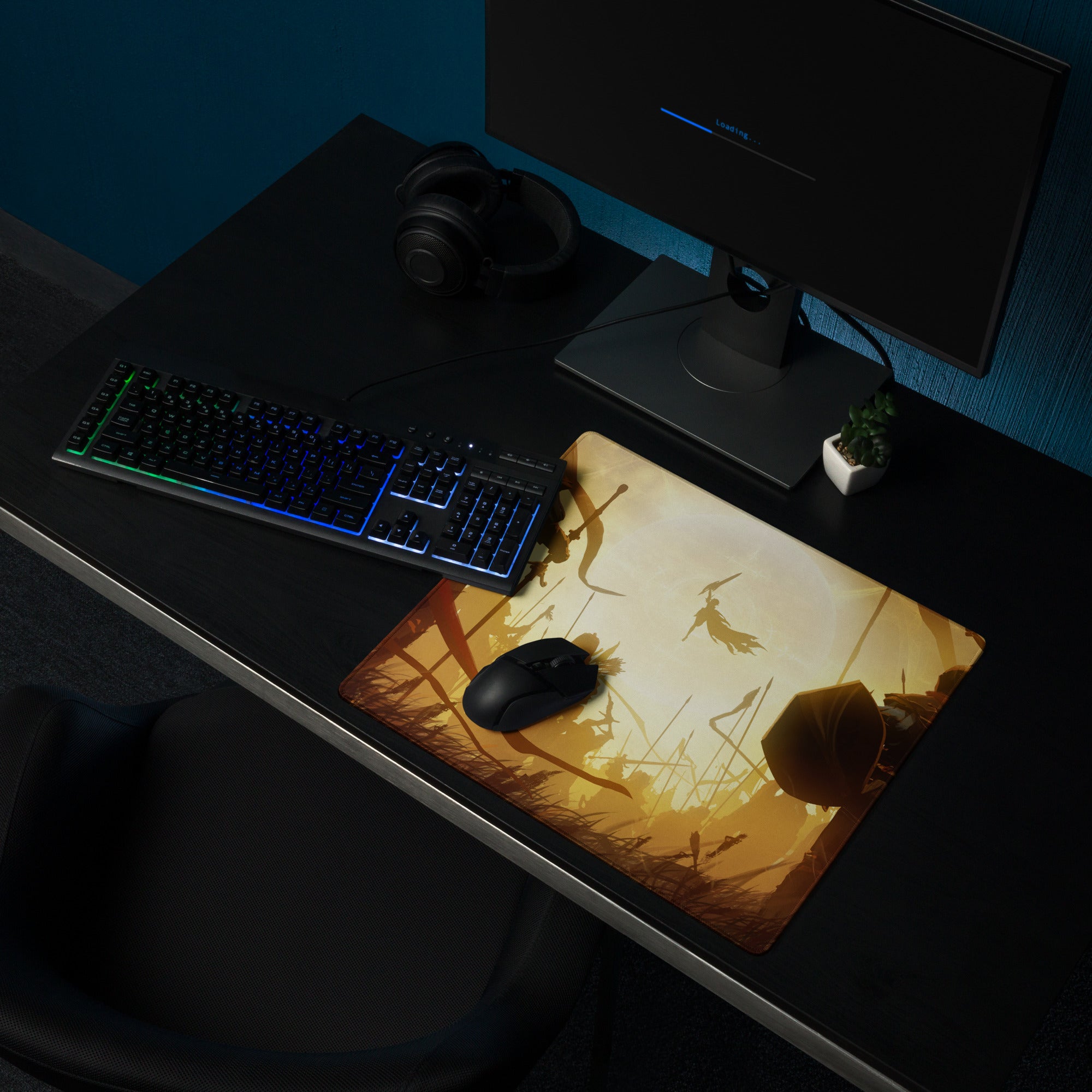Gaming Mouse Pad Orange Gold For Gaming Desk Cinematic Fantasy Art Non Slip Large Esports Dota CSGO