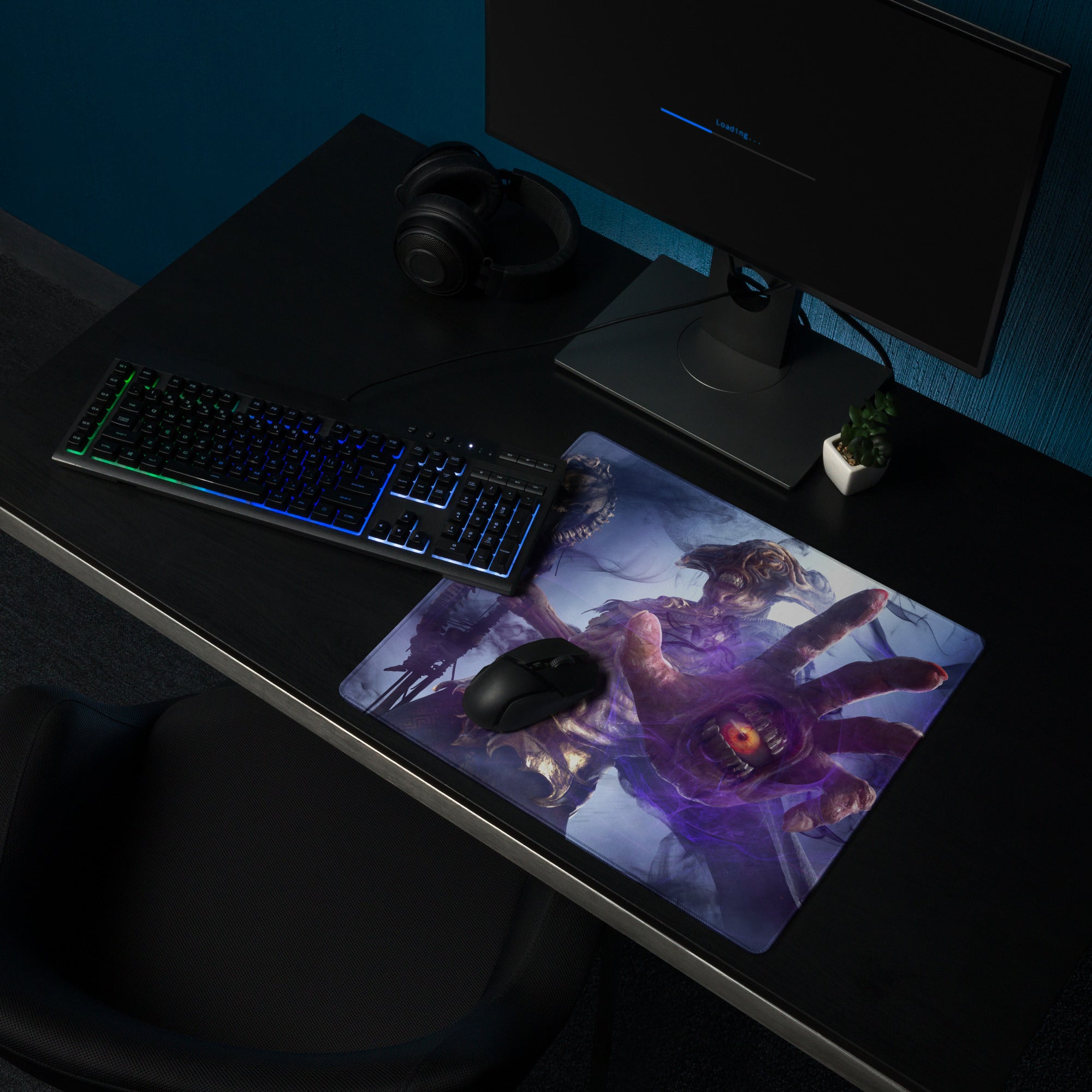 Gaming Mouse Pad Purple Blue Epic Creature Artwork Desk Mat For Gaming Pro Setup