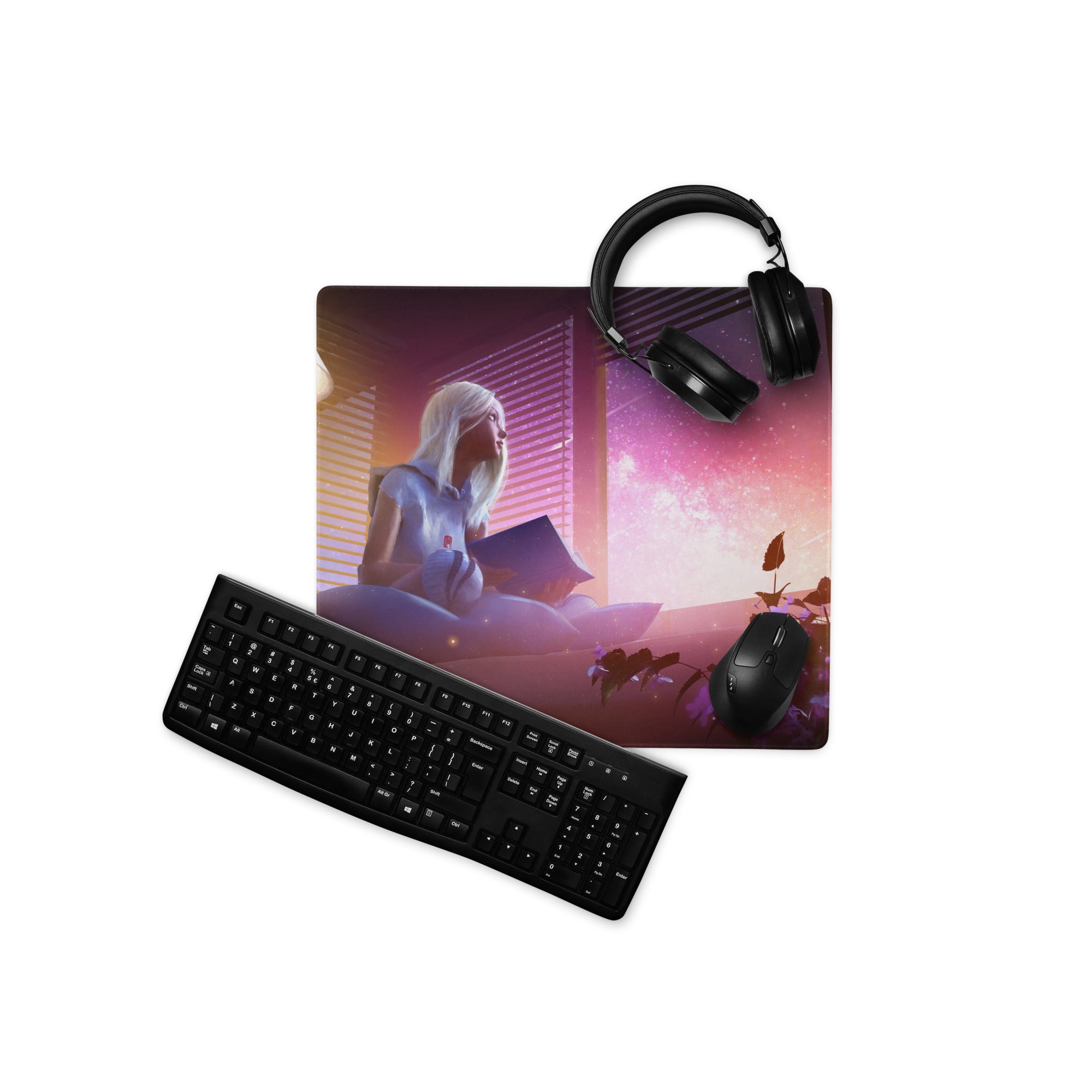 Gaming Mouse Pad Purple Pink Neon For Desktop Setup Large Non Slip Cyberpunk Style Vivid Mood Esports Decor