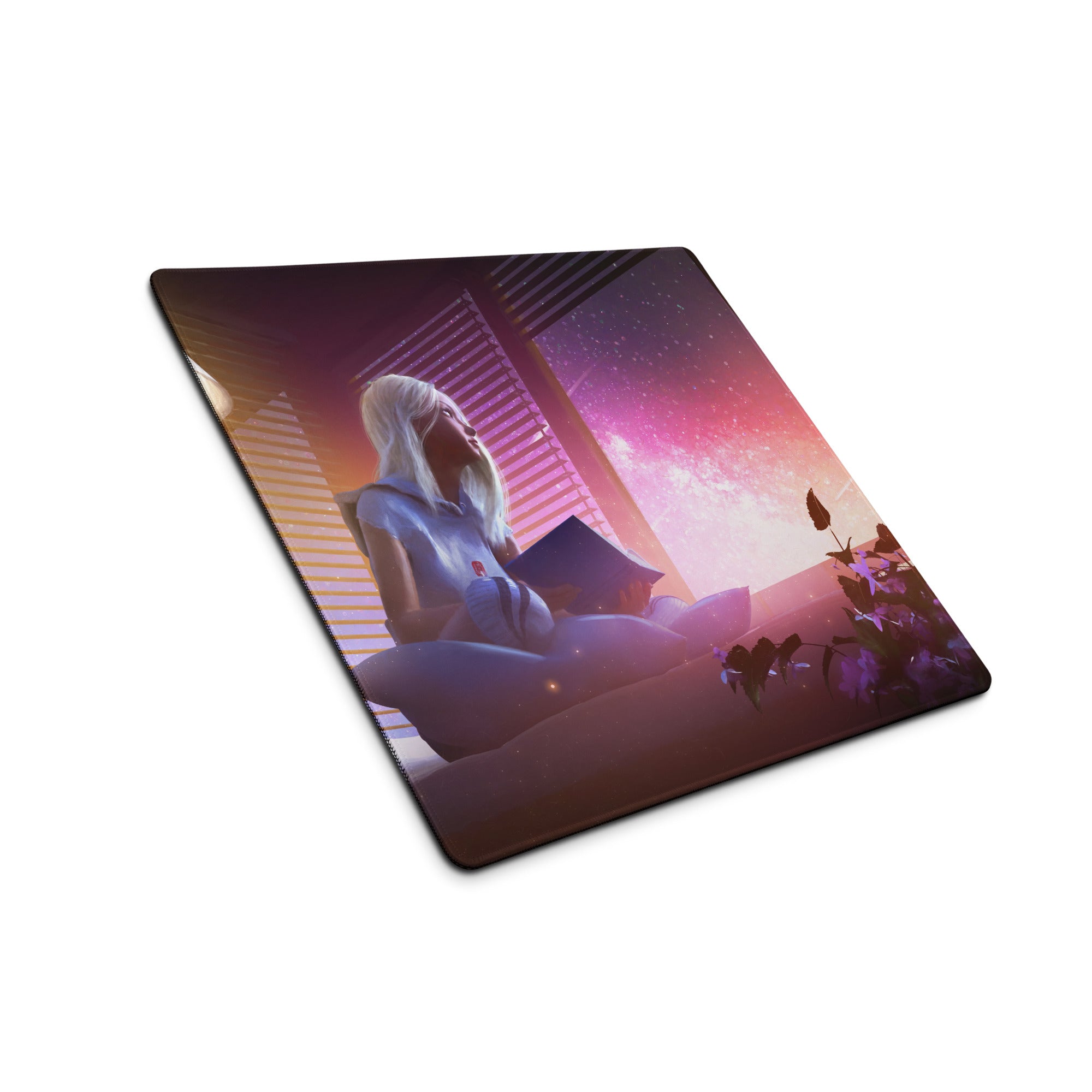Gaming Mouse Pad Purple Pink Neon For Desktop Setup Large Non Slip Cyberpunk Style Vivid Mood Esports Decor