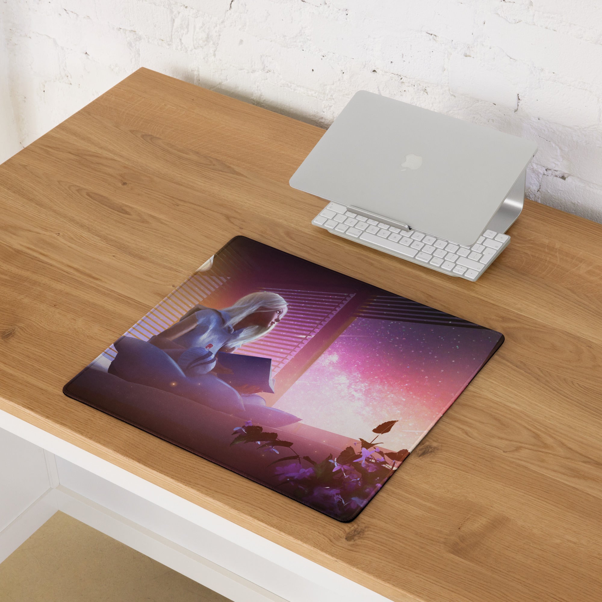 Gaming Mouse Pad Purple Pink Neon For Desktop Setup Large Non Slip Cyberpunk Style Vivid Mood Esports Decor
