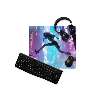 Gaming Mouse Pad Blue Purple Neon Cyberpunk for Gaming Desk Large Anti Slip Edge Stitched Digital Art